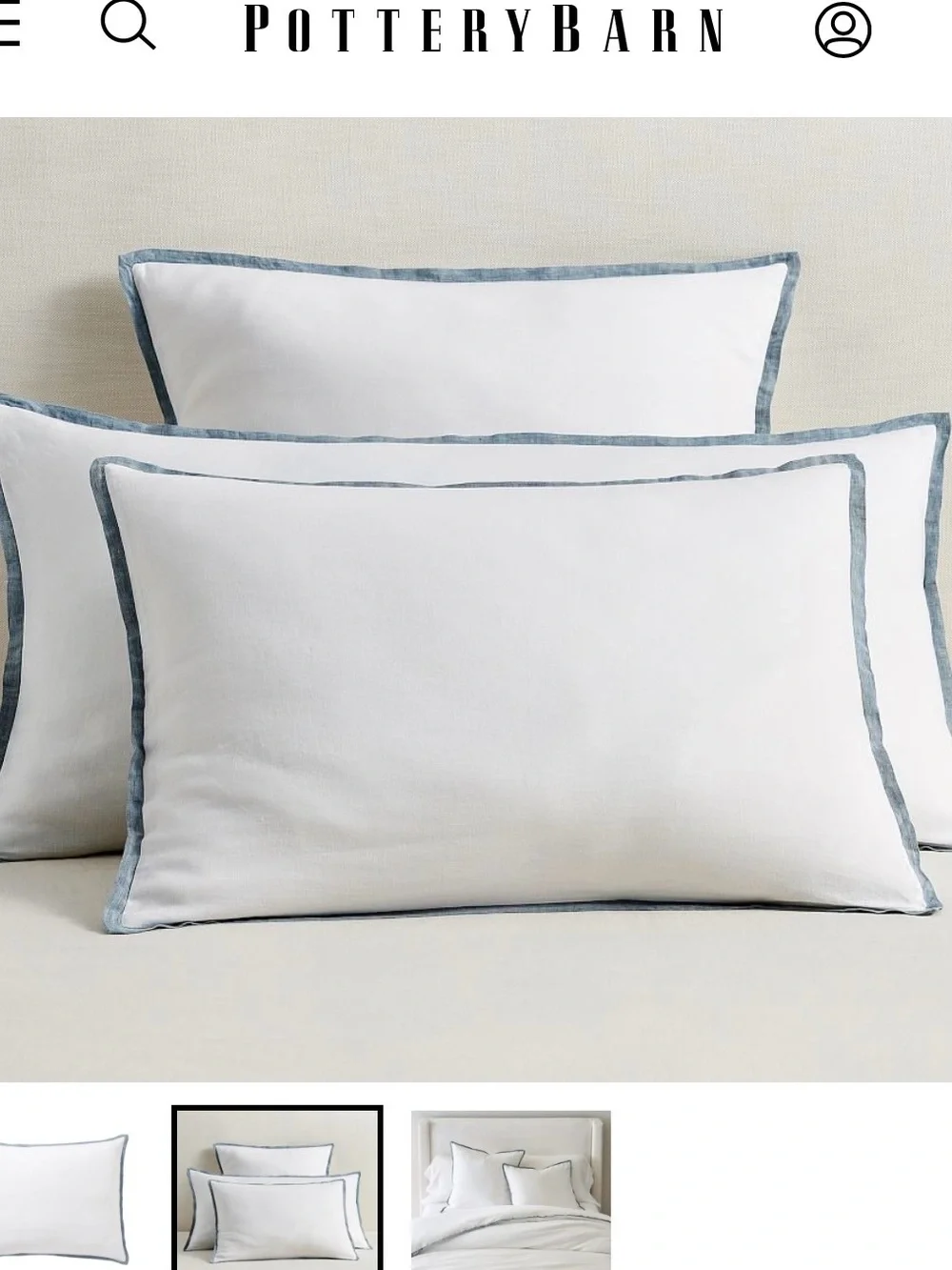 POTTERY BARN Standard Sham Belgian Flax Linen Contrast Flange